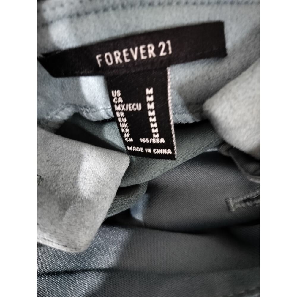 5344) Forever 21 M Preppy Pinafore Faux Suede Minimalist Mini Dress - Picture 6 of 8